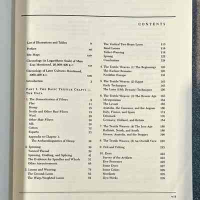 Prehistoric Textiles - Table of Contents Part 1