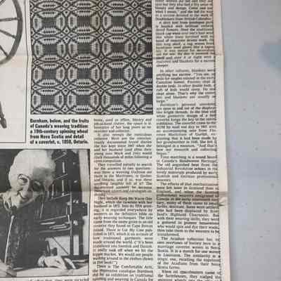 Clipping: "Threads of a Handwoven Heritage"