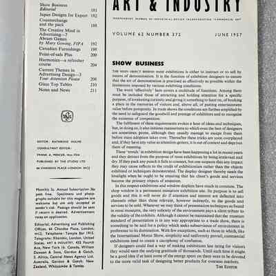 Art & Industry - Table of Contents