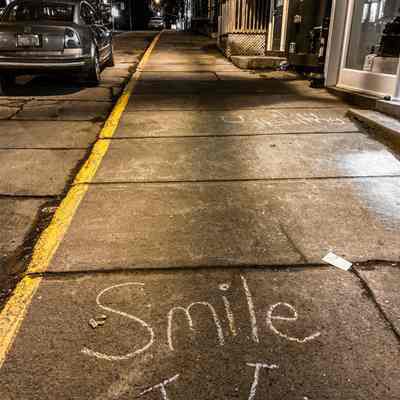 Chalk Message on Sidewalk During COVID-19