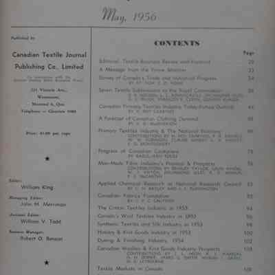 Canadian textile journal's : Manual of the textile industry of Canada 1956 / Editor: William King.