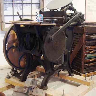 Front view of printing press