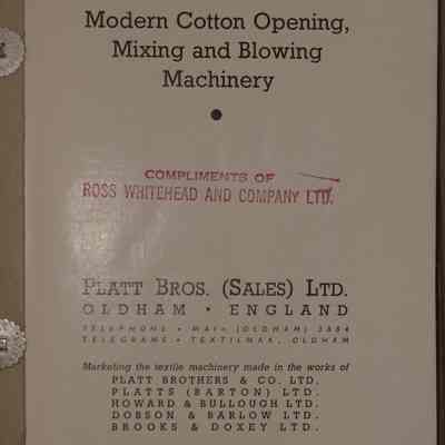 General Particulars and calculations relating to modern cotton opening, mixing and blowing machinery.