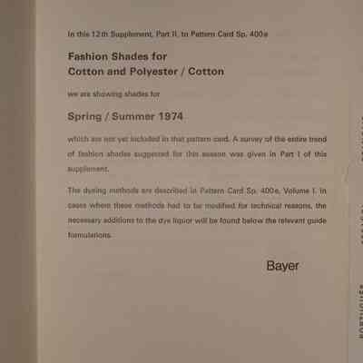 Modefarben Fuhjahr/Sommer 1974 : Rezepte fur baumwolle und polyester/baumwolle..