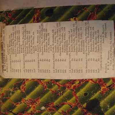 close-up of pasted paper in front cover