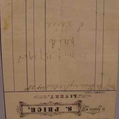 Invoice from S.Price, Livery for A.M. Grieg