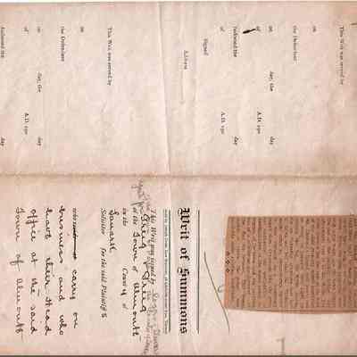 Writ of Summons from Greig & Greig Solicitors in Wylie & Thoburn Vs Anchor Knitting Co
