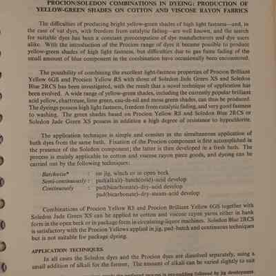 Technical Literature. Dyehouse, No. 561-2, 568-9, 571,640, 670, 703, 708-9.