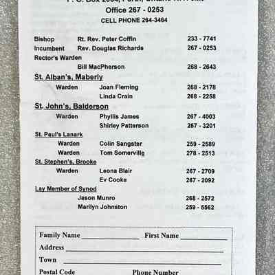 Program: Parish of Maberly - Lanark - Back Page