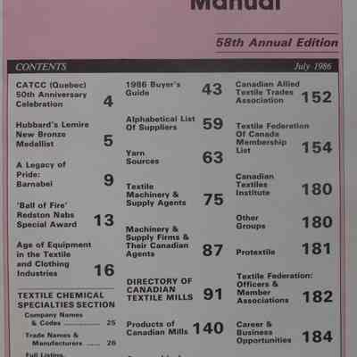 1986 Textile Manual / Edited and produced by the staff of Canadian Textile Journal.