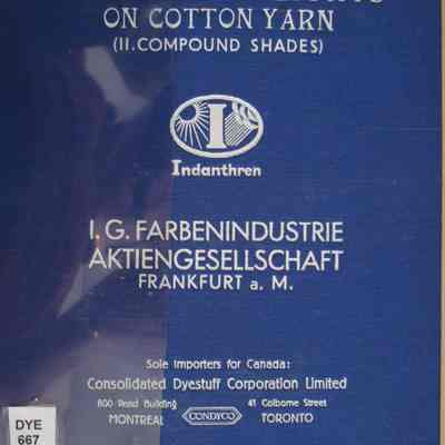 Indanthren dyestuffs on cotton yarn.