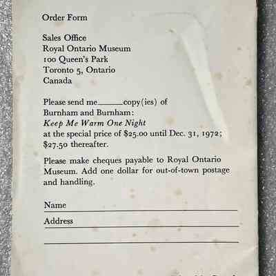 Order Form - Back View: Contains the form to be filled out and given back, so that the book can be sent to the recipient