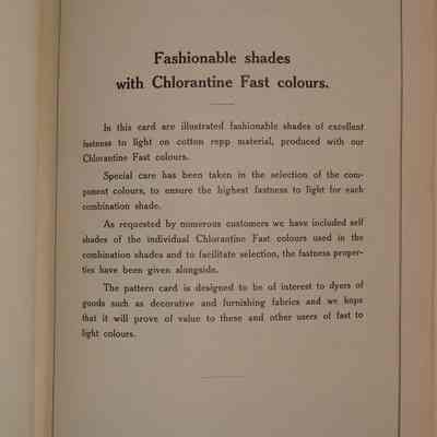 Chlorantine fast colours : Fashionable shades on cotton piece goods.