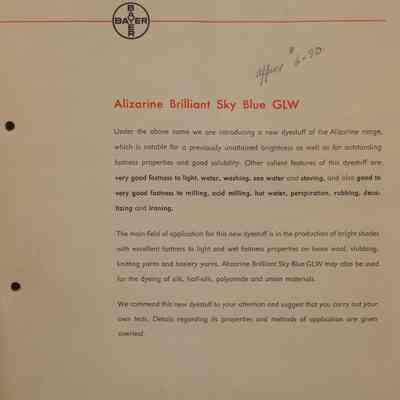 Alizarine brilliant sky blue GWL. July 1962.