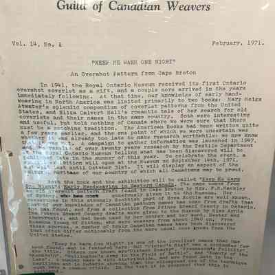 "Guild of Canadian Weavers", 1971, Vol.14, No.1