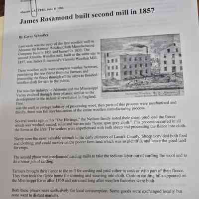 James Rosamond Built Second Mill in 1857