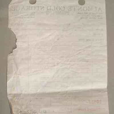 Almonte Co-operative Cold Storage receipt for Len Fulton