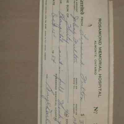Receipt from Rosamond Memorial Hospital # 2632