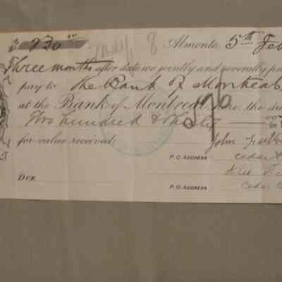 Receipt from the Bank of Montreal