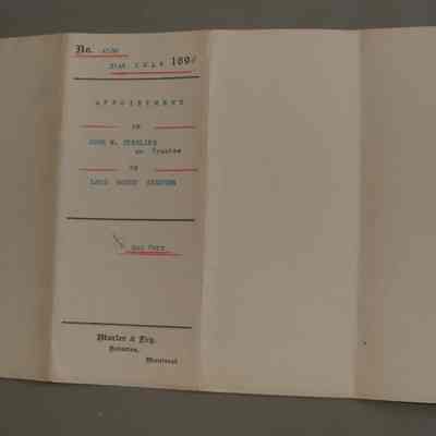 Appointment of John W. Sterling as Trustee by Lord Mount Stephen