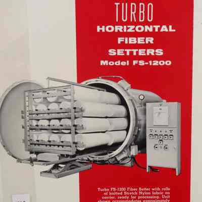 Turbo horizontal fiber setters model FS-1200 : For automatic thermosetting for conditioning and twist setting under negative pressure for color development and fixation of dyestuffs on printed fabrics.