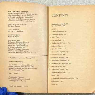 The Doukhobors - Publishing Information and Table of Contents