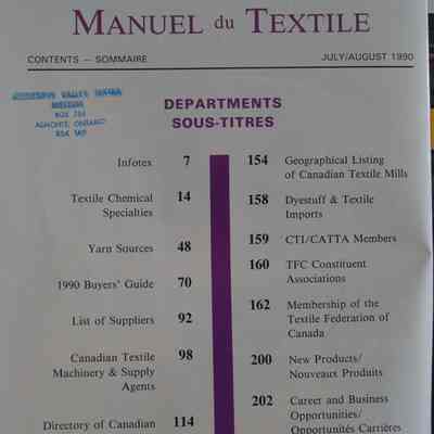 Textile Manual 1990 : Canadian Textile Journal, July/August, 1990.
