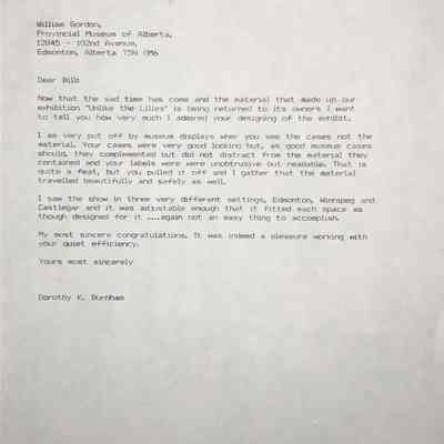 Letter from Dorothy Burnham to William "Bill" Gordon