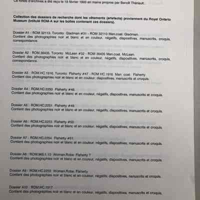 Finding Aid, Dorothy Burnham Research Fonds