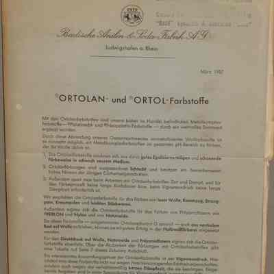 Ortolan und ortol farbstoffe : Marz 1957.