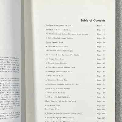 Material Culture Notes Denver Art Museum - Table of Contents: Open book showing Table of Contents.