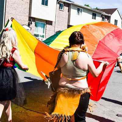 Pride Flag March During COVID-19 Wedding