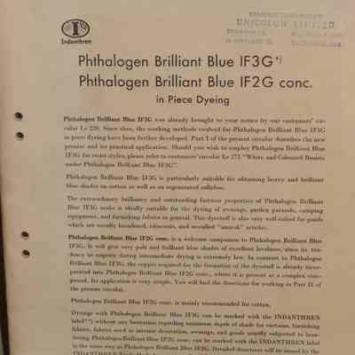 Phthalogen brilliant blue IF3G, Phthalogen brilliant blue IF2G conc. in piece dyeing.