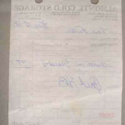 Almonte Cold Storage receipt for Len Fulton
