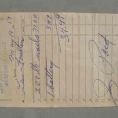 Lee (I. H. A.) Hardware Appliance & Heating receipt for Len Fulton