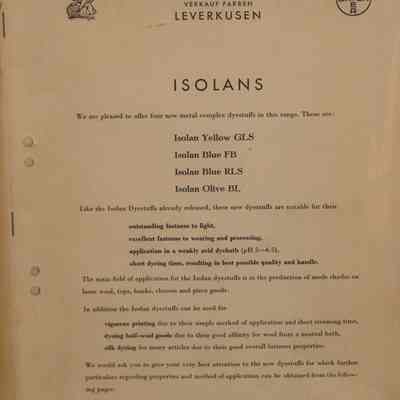 Isolans : Isolan yellow GLS, isolan orange FB, isolan grey RLS, isolan bordeaux BL.