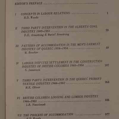 Patterns of industrial dispute settlement in five canadian industries / by D. E and Muriel Armstrong, M. Brecher, S. Jamieson, M. K Oliver, J. R. Vaselenak, and H. D. Woods. Edited by H. D. Woods.