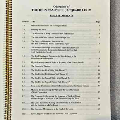 Operation of The John Campbell Jacquard Loom - Table of Contents
