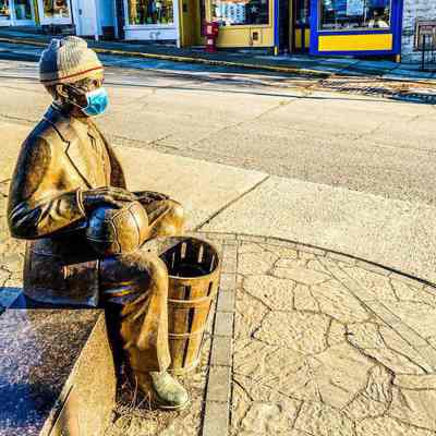 James Naismith Statue with a Mask