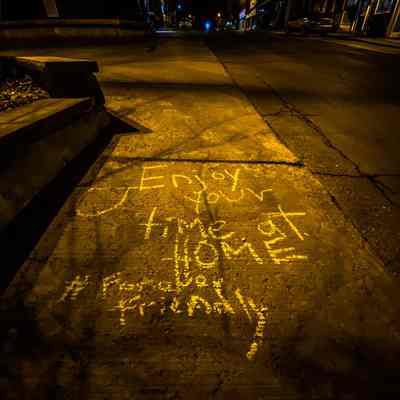 Chalk Message on Sidewalk During COVID-19