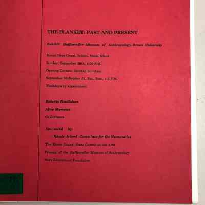 "The Blanket: Past and Present" Exhibition and Lecture Notes