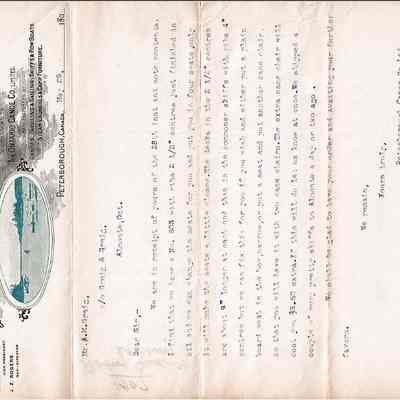 Correspondance from Ptbo Canoe Co. Ltd