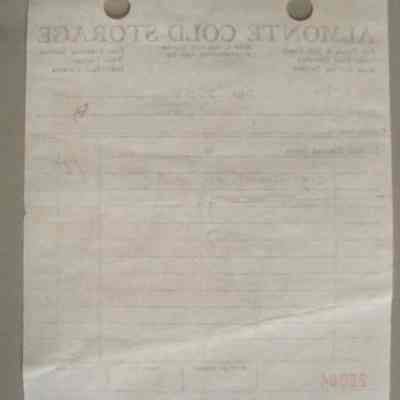 Almonte Cold Storage receipt for Len Fulton