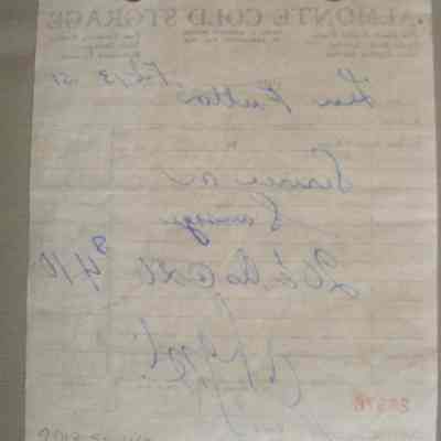 Almonte Cold Storage receipt for Len Fulton