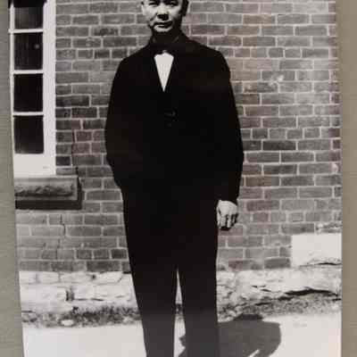 black and white photo- Asian man