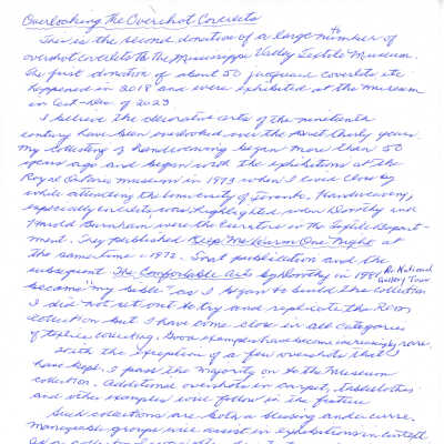 Dennis Mills Coverlet Collection Notes May 2024 Donation to MVTM - Overlooking the Overshot Coverlets
