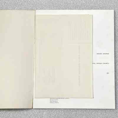 Design Awards 1957 - Inside Cover with Letter visible: Letter [loose] tucked inside from Norman Hay, explaining why he sent the book to Harold Burnham. Letter Accession # is 2021.12.228