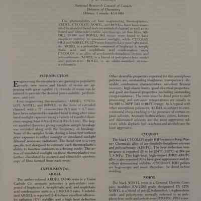 The weathering of engineering thermoplastic.