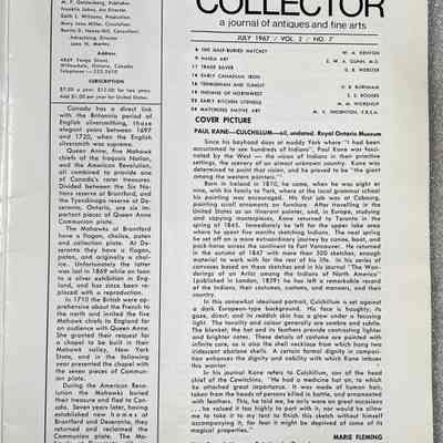 Canadian Antiques Collector - Table of Contents