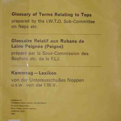 Glossary of terms relating to tops prepared by the i.w.t.o. sub-committee on neps etc.